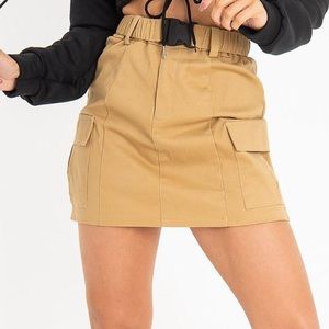 Buckle Belted High Waist Mini Skirt